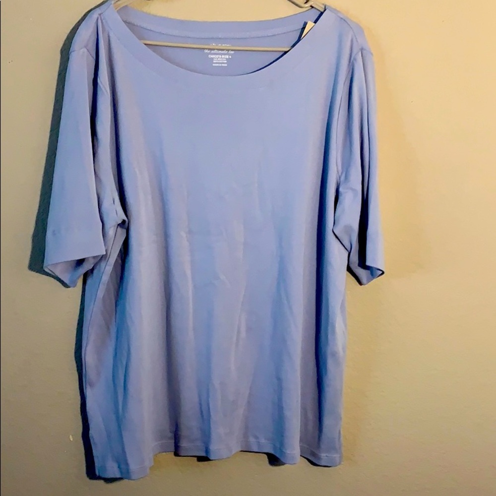 NWT Chico’s Pima Bateau Neck Tee Top SS Basic Knit
